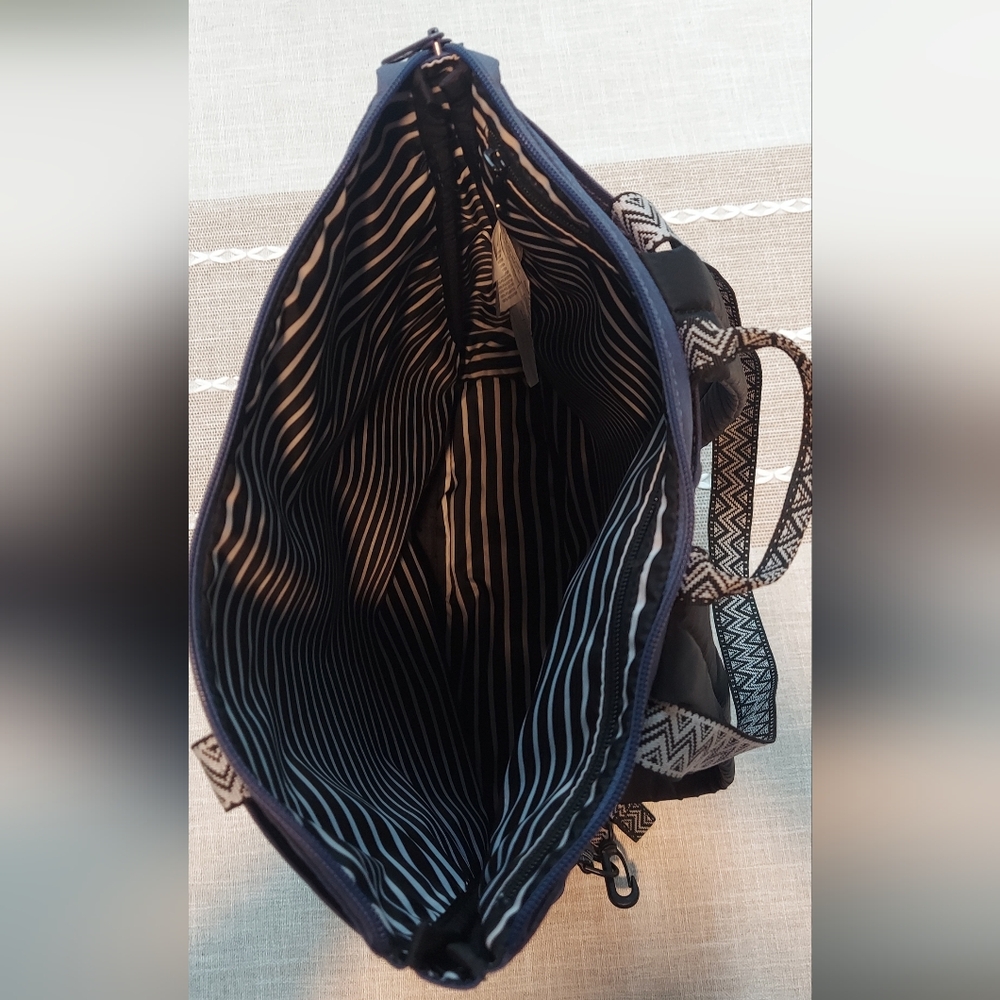 Dark Blue Backpack With Patterned Straps - image 2